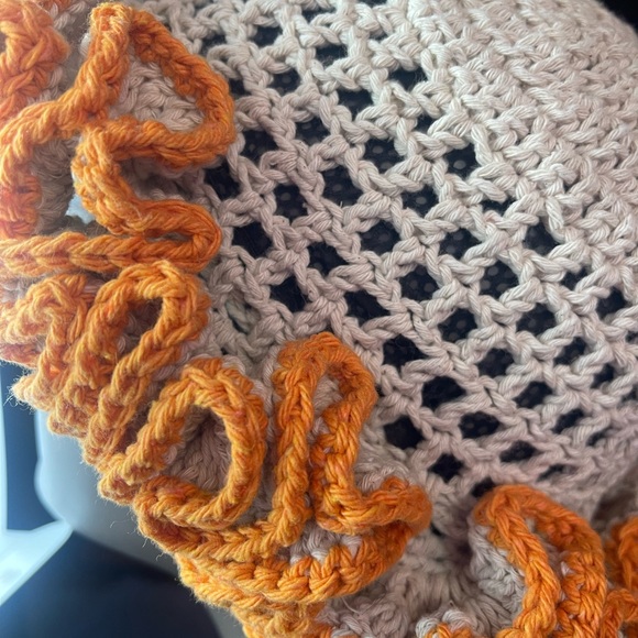 Crochet drawstring sassy Handmade Ruffle Bucket Swirl Fall Hat - Picture 3 of 9